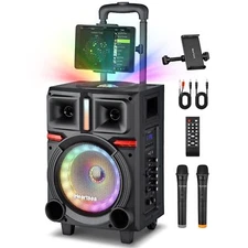 Karaoke Machine with 2 Wireless Microphones for Kids, Portable Bluetooth Sing...