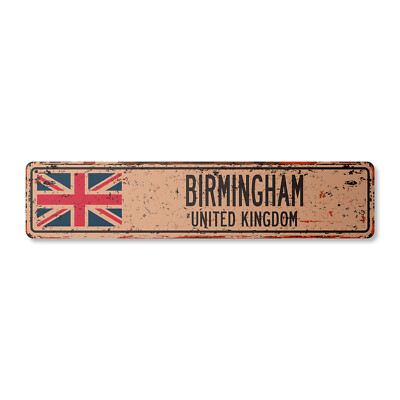 BIRMINGHAM UNITED KINGDOM Vintage Street Sign British Britons Brits flag city