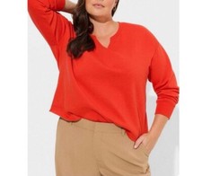 Torrid Plus Size 1x Red Cozy Fleece Notch Neck Crop Sweatshirt Long Sleeve NWT