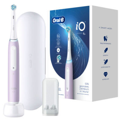 Oral-B iO Series 4 Elektrische Zahnbürste lavender Etui Magnet-Technologie Timer