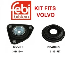 FEBI Suspension Strut Mount + Bearings Front 2pc Kit For VOLVO  