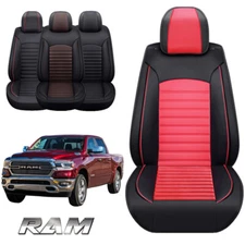Stereo Leather Seat Covers 2/5-Passenger For Dodge Ram Front/Rear Cushions Black