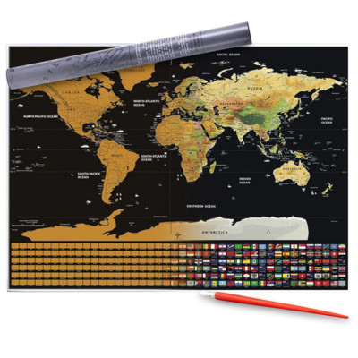 Weltkarte Poster XXL zum Rubbeln Landkarte Rubbelkarte mit Gold Scratch Kinder