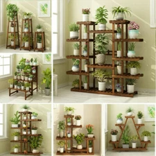 Upgraded All Types Multi Tier Plant Stand Wood Garden Shelf Herb Flower Holder