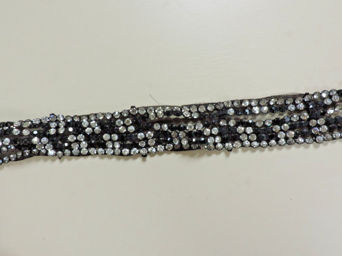 1920s Handmade Fine Thread Beaded Rhinestone/Velvet Belt Black