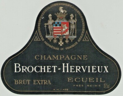 02/03 Etikett Etikett CHAMPAGNER HECHT-HERVIEUX Brut Extra SAMMLUNG bei REIMS