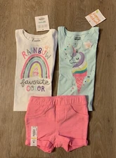 (NWT) Jumping Beans Girl’s Size 18 Months Pink  Lot Of 3 Summer Items