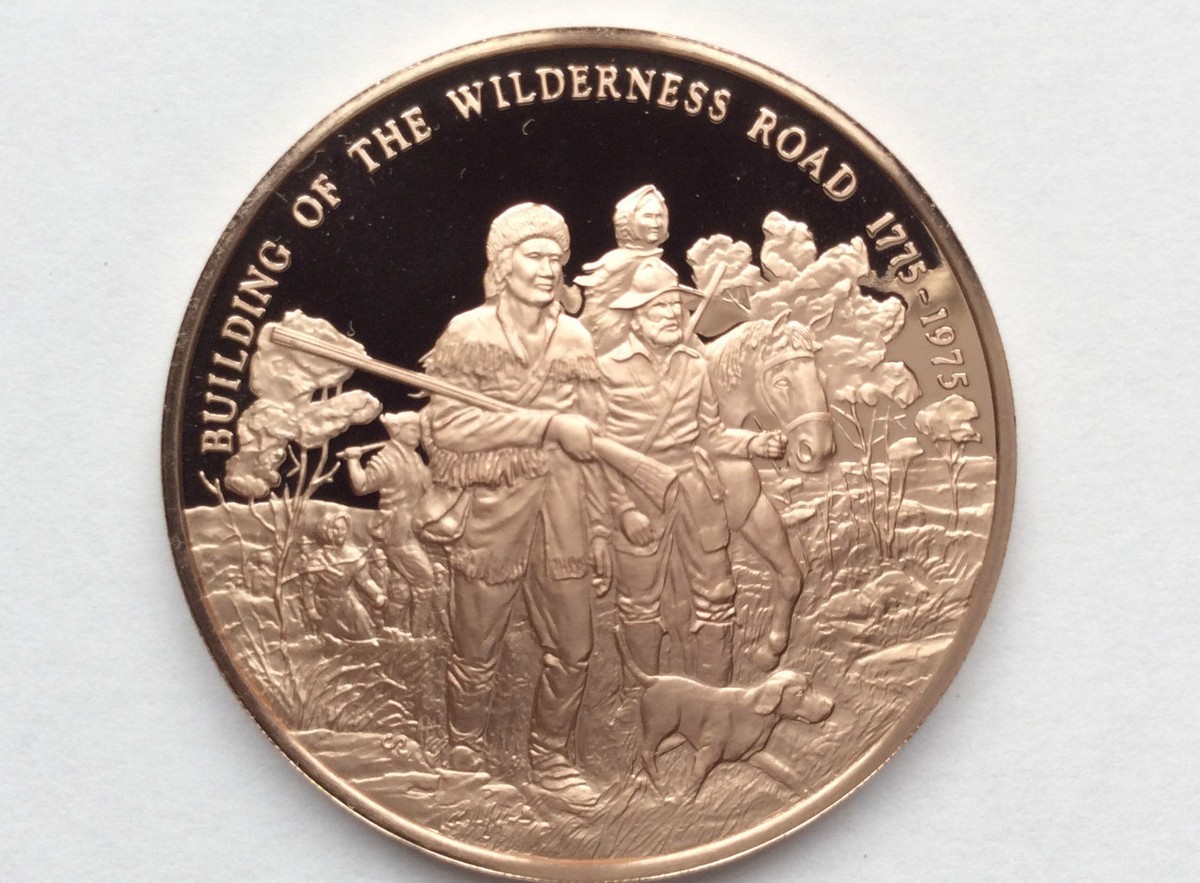 1975 Franklin Mint Wilderness Road Bicentennial Proof Bronze Medal
