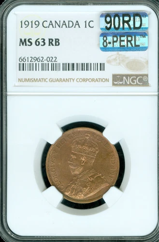 1919 CANADA LARGE CENT NGC MS63 RB MAC 90RD & 8PERL FIRST STRIKE *