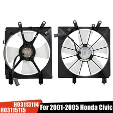 Left & Right AC Condenser Radiator Cooling Fan For 2001-2005 Honda Civic 2PCS