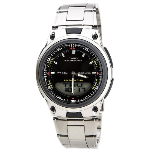 Watch CASIO AW-80D-1A Steel Anadigit Chrono Telememo Digital Schwarz 50mt - Picture 2 of 4