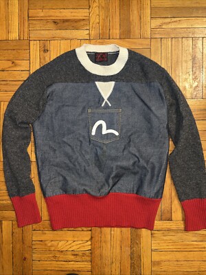 Evisu Denim Sweater - Evisu Pocket Jeans - Vintage - Size Medium 