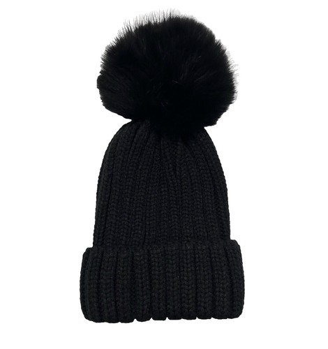 Moncler Kids BNWT black hat/beanie with pom pom made from fox fur