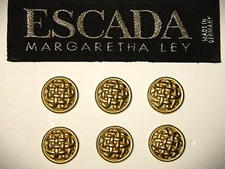 ESCADA REPLACEMENT BUTTONS 6 GOLD TONE WOVEN DESIGN SOLID METAL GOOD USED COND.