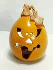 Artisan Signed Pottery JACK O LANTERN TEA LIGHT CANDLE HOLDER-Halloween decor