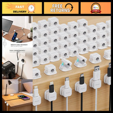 48 Pack Magnetic Cable Clip Organizer - Adhesive Cord Holder for Home  Office