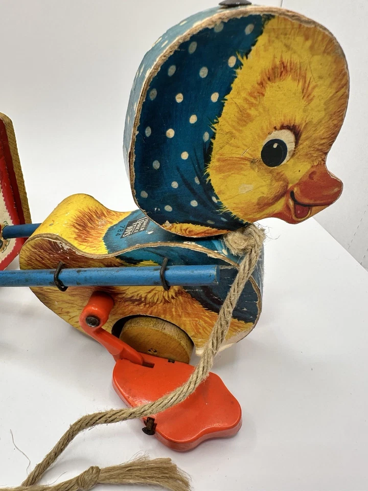Fisher Price Duck Chick Wooden Pull Toy #784 Vintage Mother Goose Humpty - Image 4 of 4
