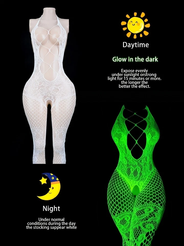 Women's Glow-in-the-Dark Neon Green One-Piece - Sexy outfit High elasticity - Image 3 of 4