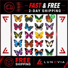 Outus 40 Pcs Butterfly Window Stickers - Spring Decor for Windows