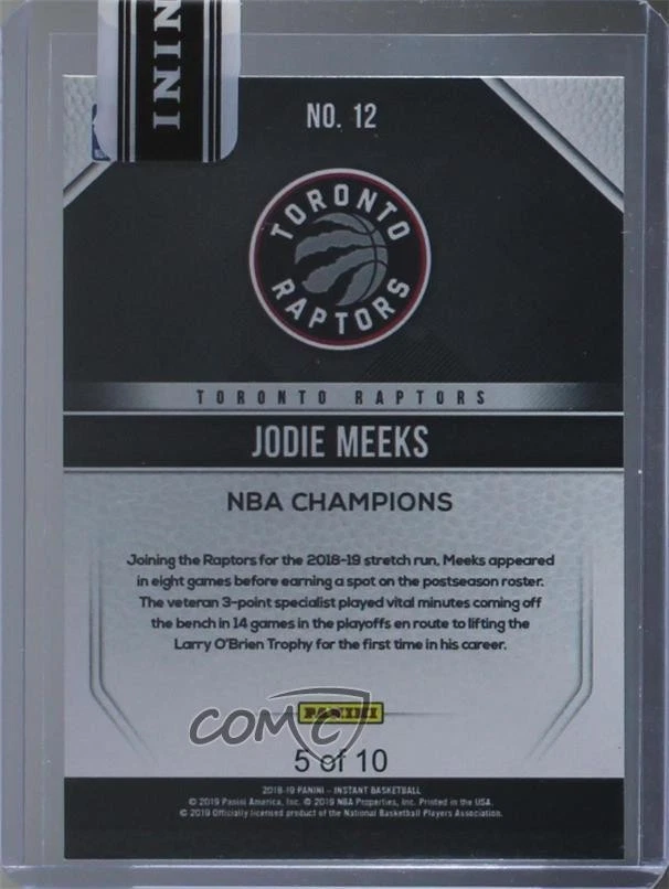 Finales instantáneas de la NBA Panini 2018-19 verde/10 Jodie Meeks #12 Foto 2 de 2