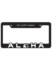 T&C Surf ALOHA Auto License Plate Frame Hawaii Black White Ying Yang