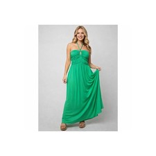 Wedding Guest Dress Green Halter Maxi Ruched Backless Formal Evening Event Par