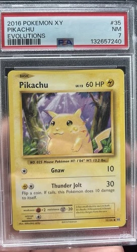 2016 Pokémon Pikachu Common 35/108 XY Evolutions English PSA 7