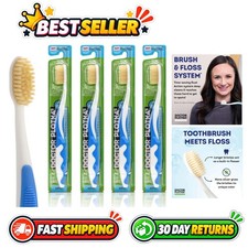 4-Pack Soft Flossing Manual Toothbrush for Adults - Blue, Gentle  Effective