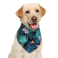 Palm Leaves Flower Tropical Dog Bandana Scarf Triangle Bibs Pet Accessories C...