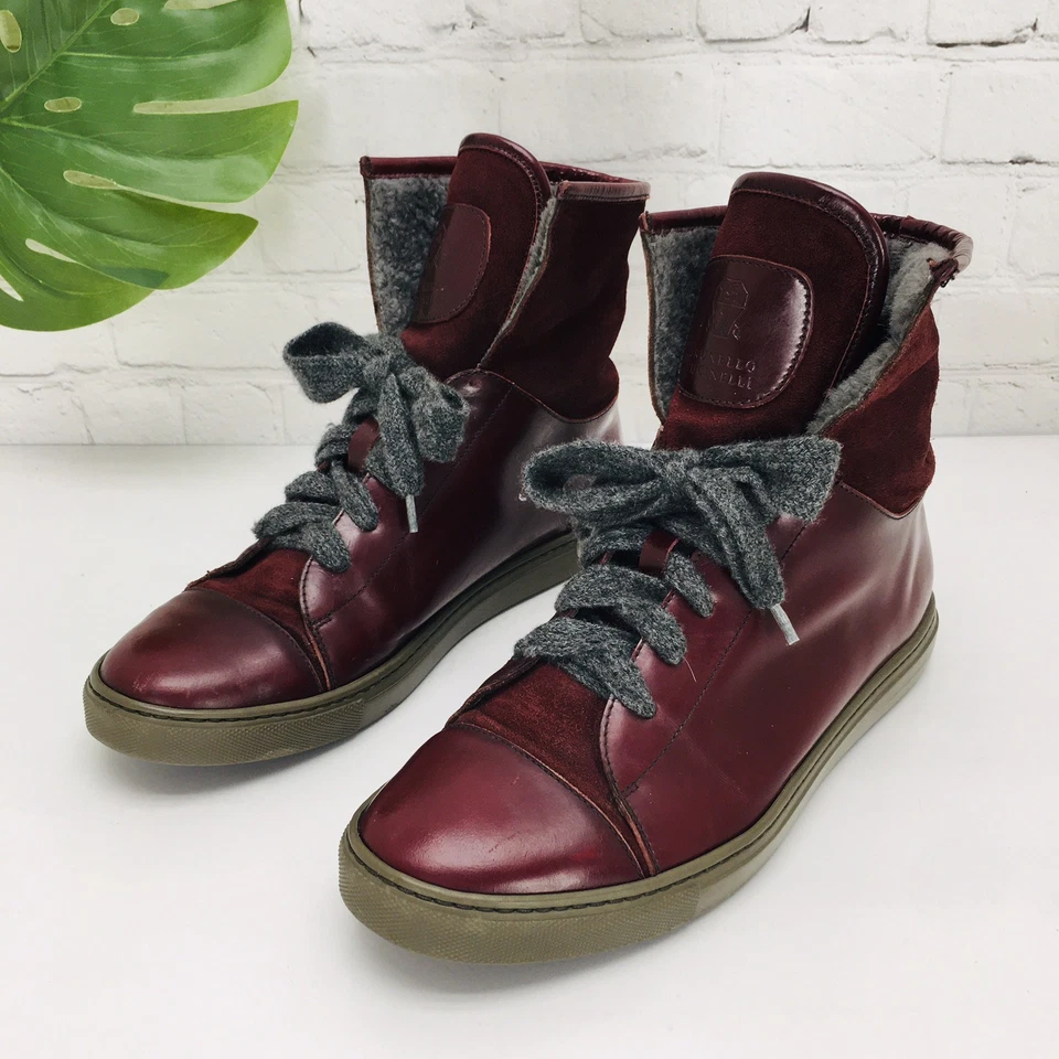 Botas de Combate Brunello Cucinelli Mujer Talla 39.5 Cuero Forradas en Piel Hechas en Italia Foto 3 de 4