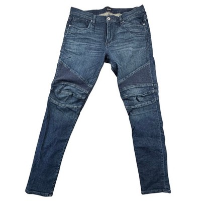 HUDSON Ethan Biker Skinny Jeans Men Dark Wash Moto Style Size 36x33 EUC