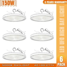 6 Pack 150W UFO Led High Bay Light Commercial Industrial Warehouse Shop Lighting