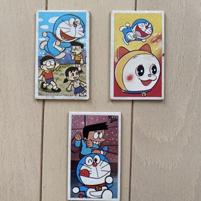Doraemon Menko Battan 3 Card Set Retro Showa Era Cartoon Collectibles