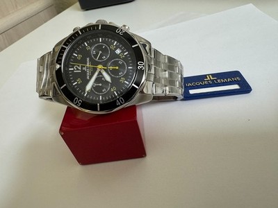 NOS Men's Jacques Lemans 1-1382  Suzuka chronograph  Black dial  watch 42mm