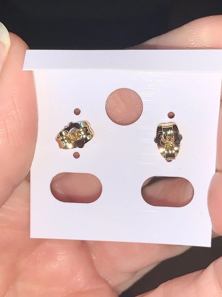 Nuevos Pendientes Solitarios Rellenos de Oro 18k Grandes Redondos AAA Cz’s-Pass Diamante Prueba Foto 4 de 4