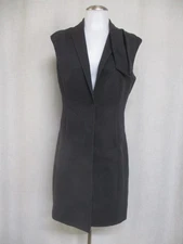 BRUNELLO CUCINELLI Sleeveless vest Dress GRAY Stretch Collared snaps sz M