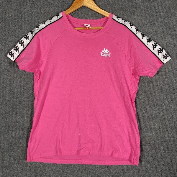 Kappa Shirt Womens 2XL Pink Logo Tape Raglan Crew Neck Tee T-Shirt Casual Summer