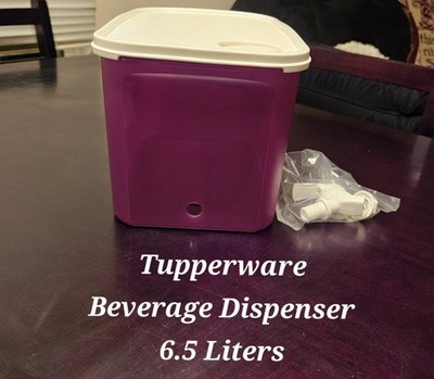 New Tupperware Water Beverage Dispenser Set 6.5 L / 26 Cups New Purple White