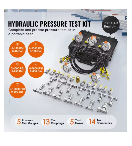 Kit de prueba de presión hidráulica SucceBuy para excavadoras tractoras con estuche de transporte Foto 2 de 4