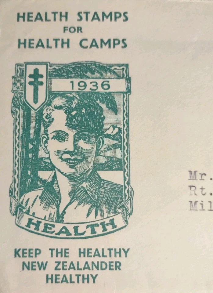 1936 Health Stamp For Health Camp Postcard First Day 2/17/1936 - Image 2 of 3