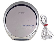 Vintage Portable Sony D-FJ210 Walkman CD Player AM/FM/TV/Weather Radio w/Earbuds