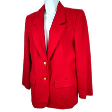 Vintage PENDLETON Red 100 Virgin Wool Classic Blazer Gold Buttons USA Size 8