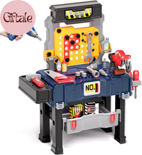 Kids Tool Bench with Realistic and Electric Drill, Construction Workbench Toys f