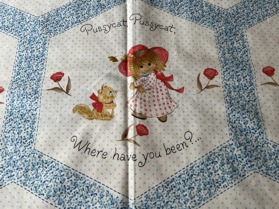 Edredón tramposo de colección años 70 tela de algodón hexagonal resortes molinos rima infantil 58x44 Foto 4 de 4