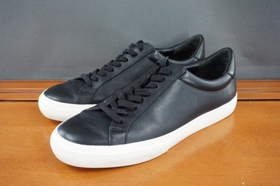 Vince Fulton Shoes Mens 10 US Black Leather Low Top Lace Up Sneakers Casual Wear