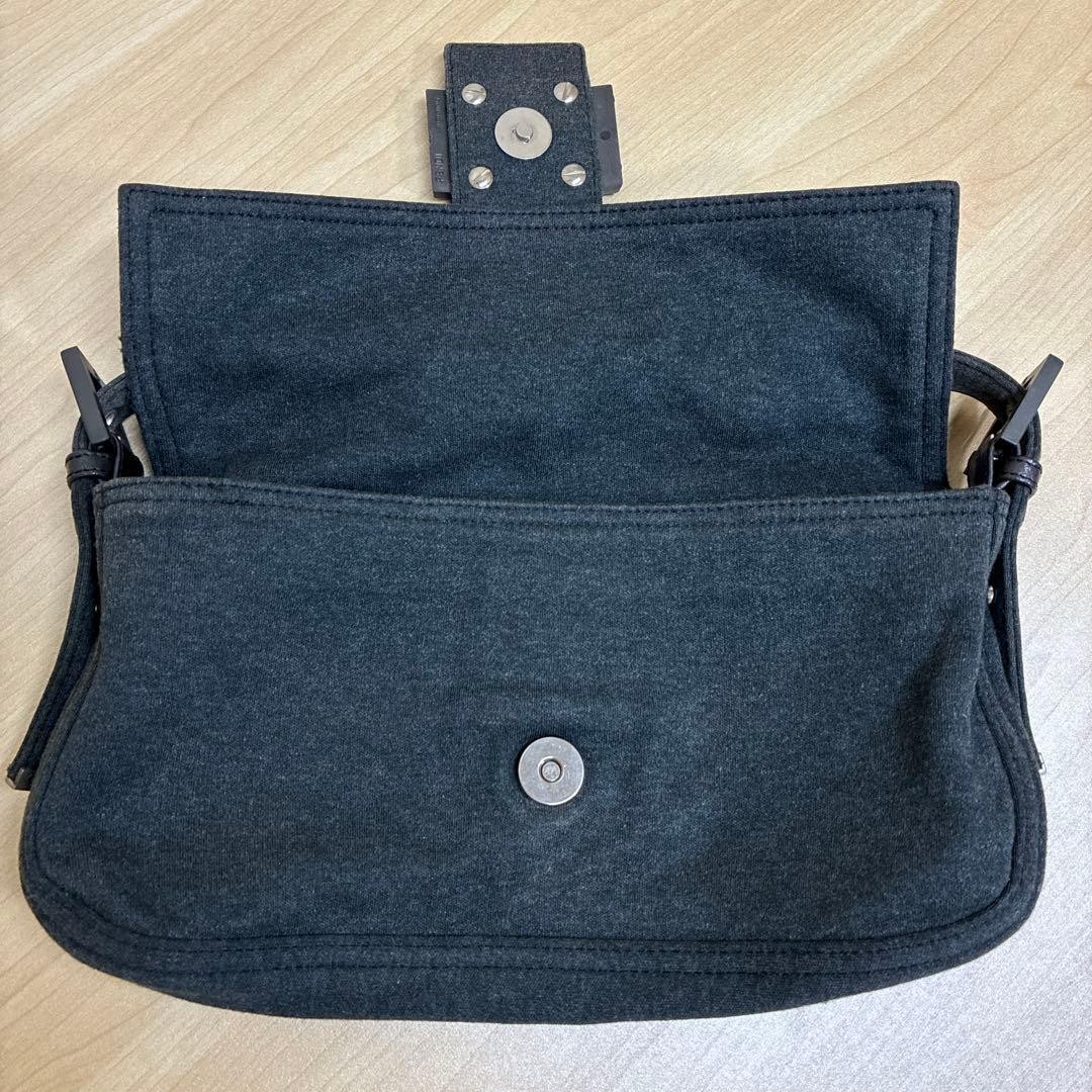 FENDI Mamma Bucket Shoulder Bag Cotton Dark Gray From Japan Used Rare item Auth thumbnail 6