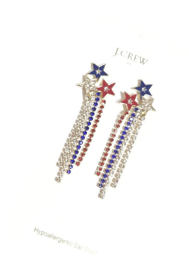 J.Crew заводской звезды водопада заявление серьги красный синий кубический цирконий новый с Ярлыками - Изображение 4 из 4