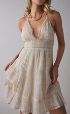 Kimchi Blue Urban Outfitters Plaid Halter Mini Dress L Cottagecore Boho Sundress