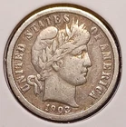1903 BARBER DIME -- Very Fine- (VF-)