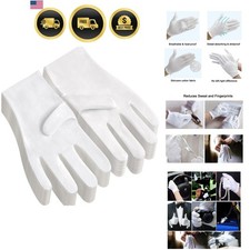 12Pairs White Cotton Gloves for Eczema and Dry Hands - Breathable Work Glove ...